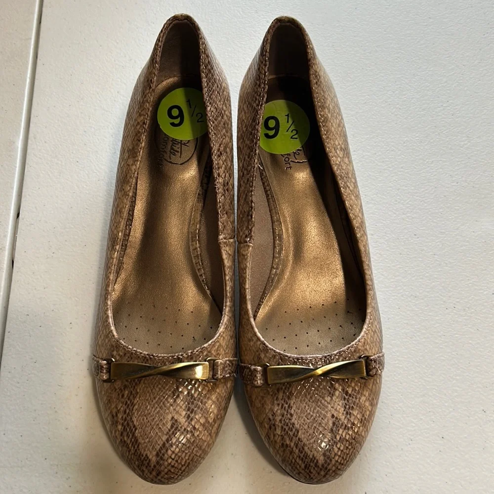 Life Stride, Landeo, Tan & Brown, Snakeskin, Comfort Flex Shoes, Size 9.5